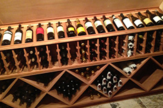 carpentry, wood work, red wine, custom wood work, wine bottle, aabc wine cellar, detail, stacked wine bottle, craftsmanship, collection